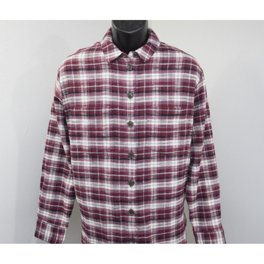 Madewell Flannel Shirt Jacket Shacket Plaid‎ Long Sleeve W/ Pockets Womens Large